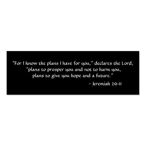 Jeremiah 29:11 business card (back side)