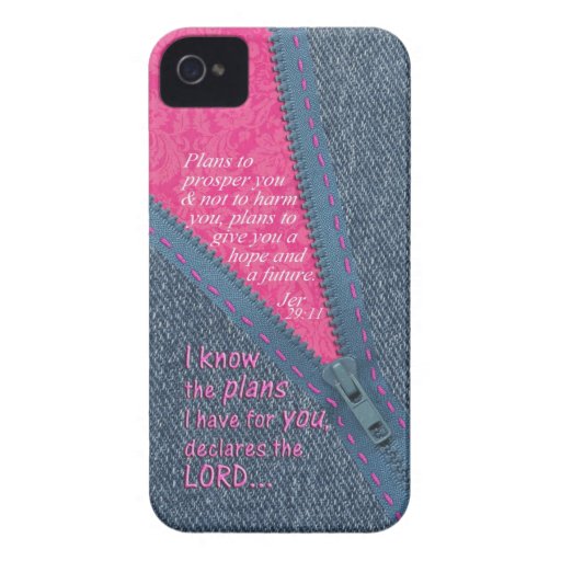 Jeremiah 29:11 I Know The Plans Denim Zipper Pull iPhone 4 Case-Mate 