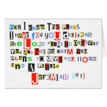 Jeremiah 29:11 Ransom Note Greeting Cards
