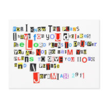 Jeremiah 29:11 Ransom Note Post Card