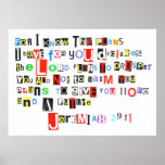 Jeremiah 29:11 Ransom Note Poster posters