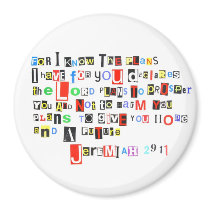 Jeremiah 29:11 Ransom Note Round Magnet