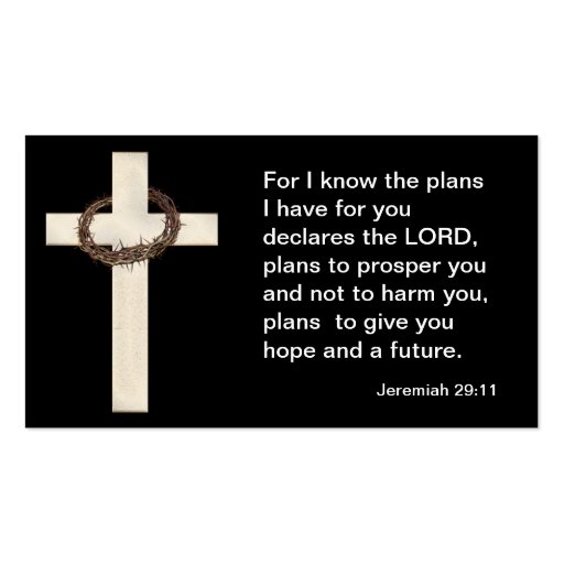 Jeremiah 29 :11 Scripture Business Cards (front side)