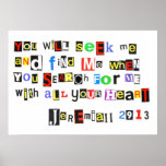 Jeremiah 29:13 Ransom Note poster posters