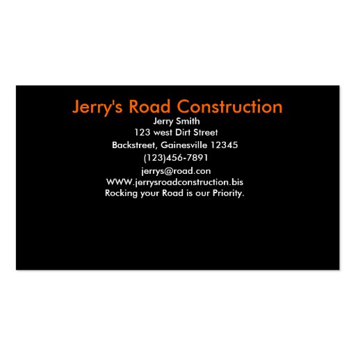 Jerry's Road Construction Business Card Templates