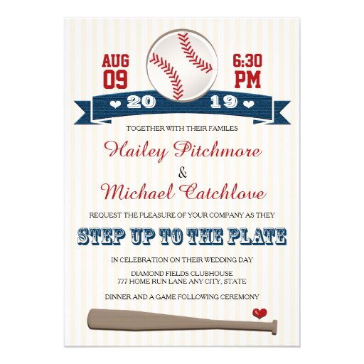 Jersey Baseball Themed Wedding Invitations (front side)