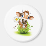 Jersey cow in grass fridge magnet