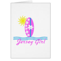 Jersey Girl baby Bodysuit Pink Surfboard W/Sun Greeting Cards