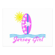 Jersey Girl baby Bodysuit Pink Surfboard W/Sun Post Cards