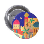 Jerusalem City Colorful Art Button