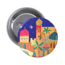 Jerusalem City Colorful Art Button