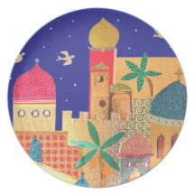 Jerusalem City Colorful Art Party Plate