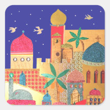 Jerusalem City Colorful Art Sticker