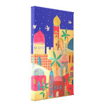 Jerusalem City Colorful Art Stretched Canvas Print