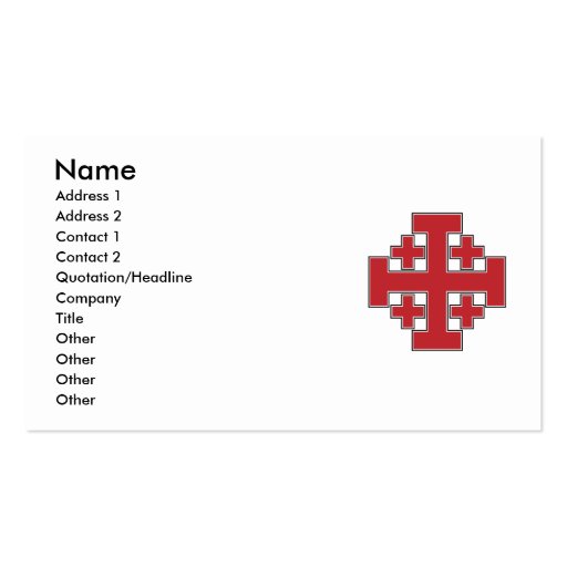 Jerusalem Cross Red Business Cards (front side)