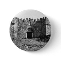 Jerusalem Damascus Gate Vintage 1870 Photo Pinback Button