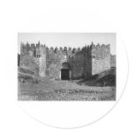 Jerusalem Damascus Gate Vintage 1870 Photo Round Sticker
