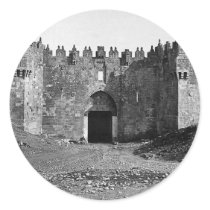 Jerusalem Damascus Gate Vintage 1870 Photo Round Sticker