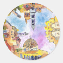 Jerusalem Round Stickers