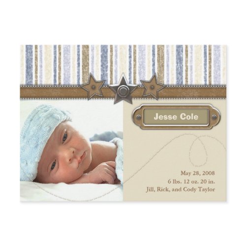 Jesse Cole Birth Announcement postcard