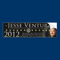Jesse Ventura 2012 Bumper Sticker - Black bumper stickers
