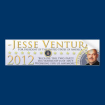 Jesse Ventura 2012 Bumper Sticker - White bumper stickers