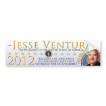 Jesse Ventura 2012 Bumper Sticker - White bumper stickers by zazzlepuggle Jesse Ventura 2012 Bumper Sticker - White bumper stickers