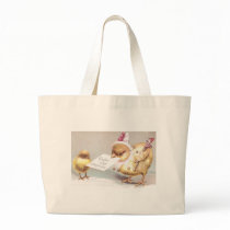 Jester Chick with Marotte Vintage Easter Canvas Bags