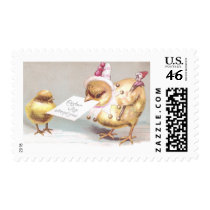 Jester Chick with Marotte Vintage Easter Postage