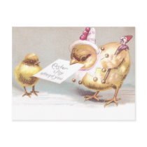 Jester Chick with Marotte Vintage Easter Postcards