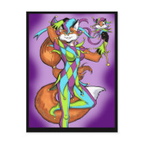 Jester Fox Postcard by artvixn Jester Fox Postcard