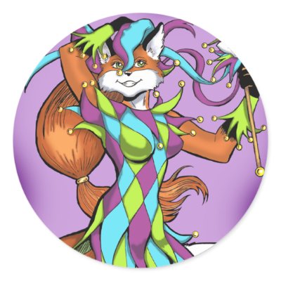 Jester Fox Sticker by artvixn