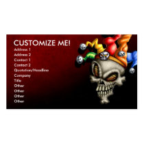 attitude, clown, crypt, dark, dead, death, evil, face, funny, hat, head, humor, jester, fantasy, science fiction, Cartão de visita com design gráfico personalizado