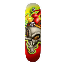 jester, clown, skull, head, skeleton, colorful, evil, face, Skateboard with custom graphic design
