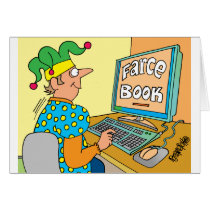 Jester's Computer Screen Reads As "Farce Book" cards