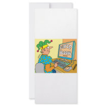 Jester's Computer Screen Reads As "Farce Book" Full Color Rack Card