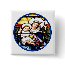 Jesus and Mary stained glass window Pinback Button