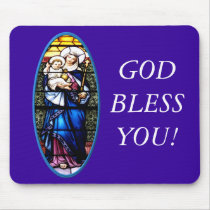 Jesus and Mary stained glass window Mouse Pad