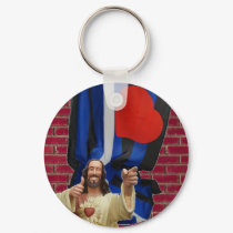 Jesus and the Leather Flag keychains by markthaler Jesus and the Leather Flag keychains