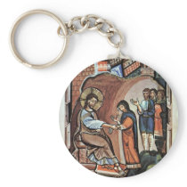 Jesus And The Mother Of Peter By Meister Des Hitda Key Chain