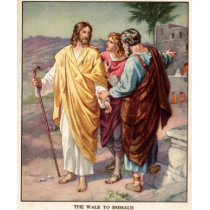 Jesus and the road to emmaus t-shirts