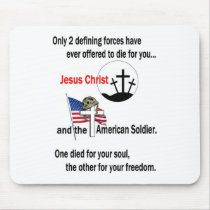 Jesus Christ and the American Soldier Mouse Pads