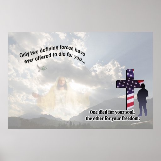 jesus christ and the american soldier poster zazzle gift certificate paper