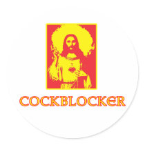 Jesus Christ Cockblocker Cock Blocker Spoof stickers by inquester Jesus Christ Cockblocker Cock Blocker Spoof stickers