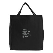 JESUS CHRIST my LORD and SAVIOR embroidered bags