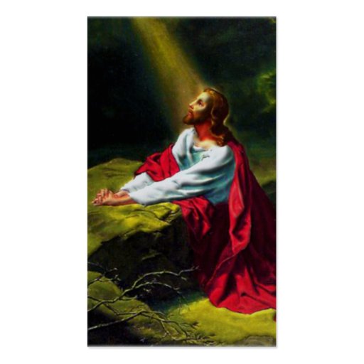 Jesus Christ Praying in the Garden of Gethsemane Business Card (back side)