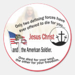 Jesus Christ & The American Soldier Round Stickers