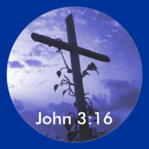 Jesus Cross of Calvary John 3:16 Sticker by ScenicEarthStudios Jesus Cross of Calvary John 3:16 Sticker