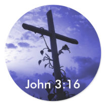 Jesus Cross of Calvary John 3:16 Sticker by ScenicEarthStudios Jesus Cross of Calvary John 3:16 Sticker