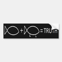 JESUS + DARWIN = TRUTH, WH BUMPER STICKERS